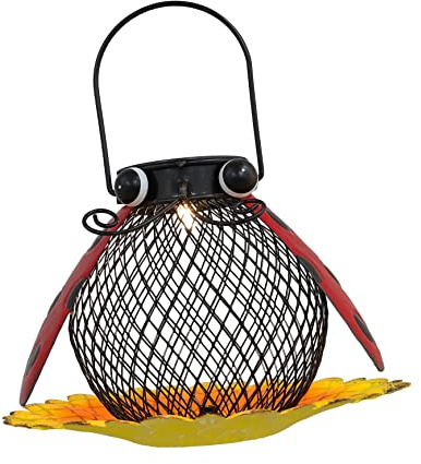 KONTONTY Solar Bird Feeder 6-12 Hours Continuous Light Iron Creative Hanging Outdoor Feeder for Patio Backyard Birdwatching