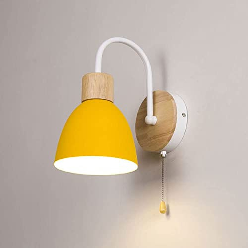 GANGUIO Applique Murale Nordique Moderne câblée - Lampe Murale en Bois avec Interrupteur à chaînette - Éclairage de tête de lit de Chambre à Coucher, Lampes murales pour Salle d'étude, Couloir, Hall