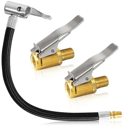 Set di prolunga per valvola auto, 23,5 cm, con 2 adattatori per valvola auto, 8 mm, prolunga valvola auto, in ottone, per auto, bicicletta, moto, compressore