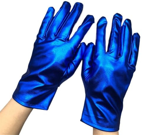 Uteruik Operahandskar för kvinnor patent läder vantar korta handskar för kväll bröllop te party bal cosplay, BLÅ, en storlek