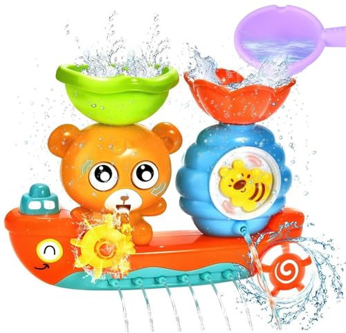 Jouet De Bain 1 2 3 an Jouet Bain Bébé 1 an Jouet De Bain Cascade Interactif avec Cuillère à Eau Jouet Bain Enfant 1 2 3 an Jouet De Bain pour Bebe Jeu Bain Bebe Cadeaux pour Garçons Fille