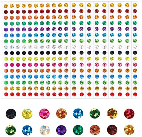 simarro 3520 Stück Glitzer Kreis Dot Aufkleber 6mm Punkt Aufkleber Kinder | Belohnungssticker Farbige Etiketten Laser Bunte Klebepunkte für Scrapbooking Hervorgehobene Markierungen DIY Basteln