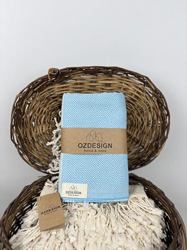 OZDESIGN DILAY Toalla turca – 100 % algodón peshtemal, 100 x 180 cm – Secado rápido, ligera, altamente absorbente, toalla Hammam para baño, playa, spa y viajes (1, turquesa)
