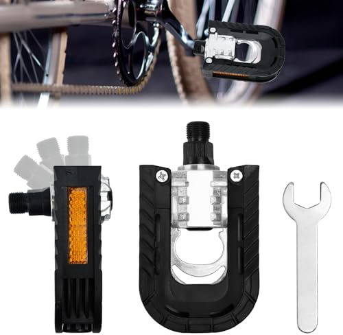 VGECEE Fahrradpedale Klapppedal Alu Pedale Fahrrad 9/16 Zoll Klapppedale Fahrrad Pedale Mountainbike mit Reflektoren & Anti-Rost Bike Pedals für Pedelec, MTB, Klapprad, Rennrad