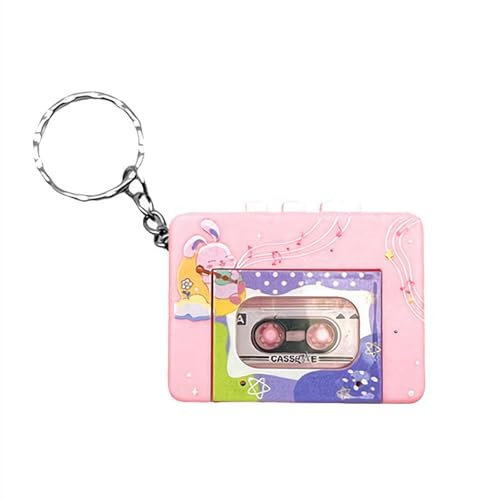 Mini magnétophone portable, lecteur de cassettes miniatures en plastique rétro avec musique, accessoire amusant à suspendre, enregistreurs de musique vintage, cadeaux créatifs