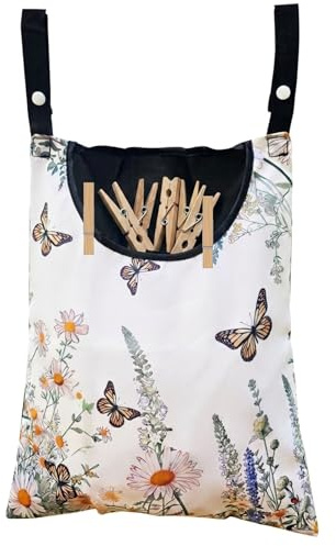 Linge de maison SIESTE SOUS UN OLIVIER. Sac Pinces à Linge. Panier Pour Pinces à Linge à Suspendre. Grande Capacité Jusqu'à 100 Epingles à Linge. Résistant et Imperméable. Pour intérieur et Extérieur