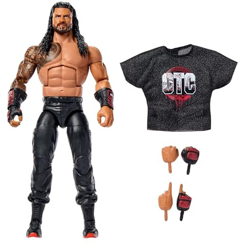 Mattel WWE Elite Action Figure & Accessories, Series #123 Set, 6-inch Collectible Roman Reigns with 25 Articulation Points & Swappable Hands