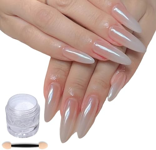 Glitzernde Nägel Kunstpulver Chrom Nagelpulver Spiegeleffekt Nagelpigment Maniküren Dekorationen Für Party White Chrom Spiegeleffekt Nägel Kunstpigment