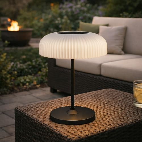 Solar Tischlampe Outdoor: Tragbare Wiederaufladbare Lampen mit USB und solarbetrieben, IP54 Wasserdichte Dimmbare Tischleuchte für Terrasse Esszimmer Restaurant Café Bar, Geschenke für Mütter Frauen