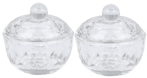 Mini Coupelles à Ongles en Verre avec Couvercle, Lot de 2