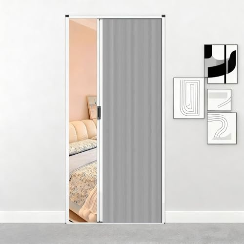 Falttür Einziehbare Innenfalttür, 75 79 83 87 90 94 Zoll hoch. Push-Pull-Wabenfalttüren mit Aluminiumrahmen. Individueller Raumteiler ohne Bohren. Ziehharmonika-Tür(Gray,80x210cm/31.5x83in)