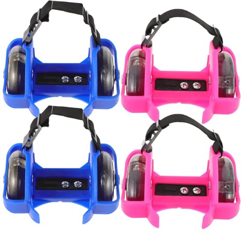 TOYANDONA 2 Paia di Pattini a Rotelle per Regolabili Ruote Luminose in PVC Scarpe da Pattinaggio Leggere e Protettive per Esterni Adatte per Principianti e Allenamento Sportivo