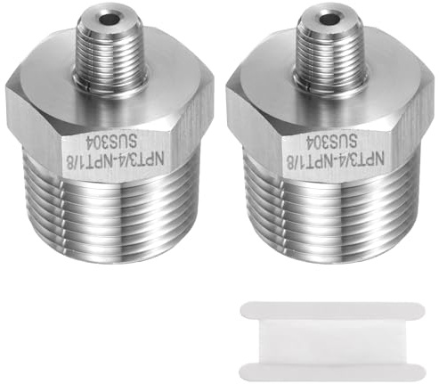 QUARKZMAN 2 Piezas De Racor Hexagonal De Acero Inoxidable 304 1/8 NPT Macho X 3/4 NPT Macho Roscado Recto Accesorio De Tubería Extensión Conector Adaptador para Agua Aceite Gas Tubería