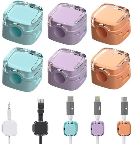 2026 Neu 6 Stück Kabelhalter Kabelclips – Magnetische Selbstklebende Kabel Organizer mit Einhandbedienung, Kabelmanagement für USB-Kabel, Ladekabel, Netzkabel und Audiokabel (Bunt)