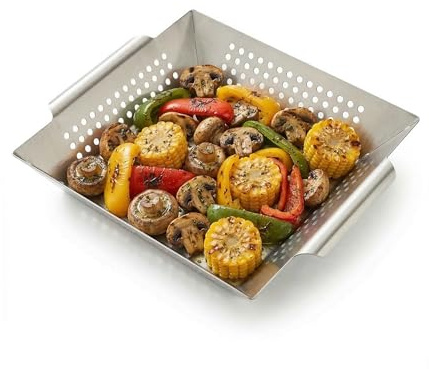 Amig - Panier à légumes pour Barbecue - 29 x 29 x 6 cm - Fabriqué en Acier Inoxydable - Évite Que Les légumes Tombent à Travers la Grille - Mod. AM07