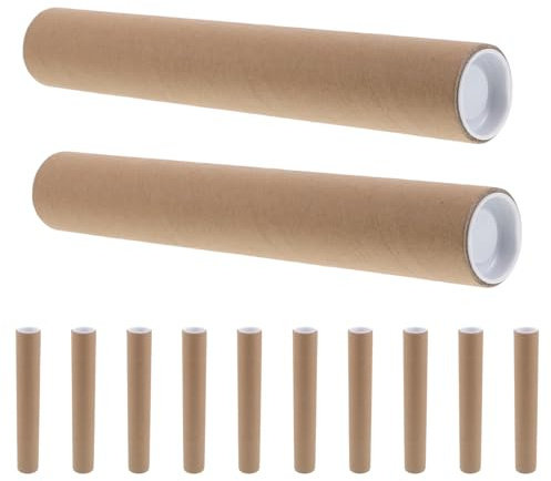 Luxshiny 12 Stück Kraftpapier Versandhülsen mit Deckel 1,5x30cm Pappröhren zum Versenden und Aufbewahren von Drucken und Kunstwerken Vielseitige Posterversandlösung