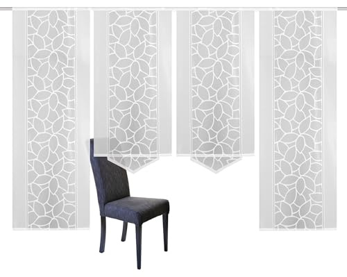 Home Fashion 4er-Set SCHIEBEGARDINEN Jacquard, weiß, 2X 225x57 cm und 2X 145x57 cm