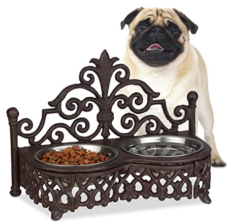 Relaxdays 10022964 Hundmatningsstation, 300 ml, Brun