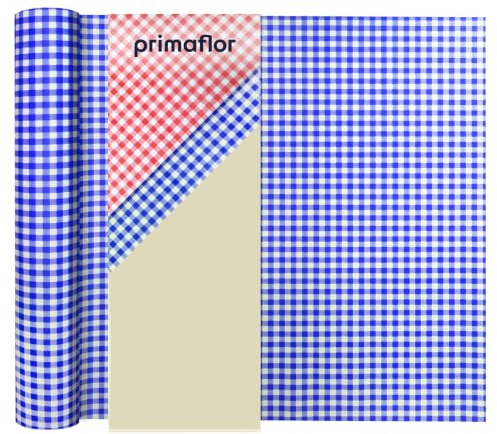 Primaflor Tischdecke Trend Karo | Blau-Weiß | 1,40 x 15 m | Meterware, Abwaschbare, wasserabweisende Meterware mit seidenmatter Beschichtung, Vliesrücken und 190 g/m² Flächengewicht