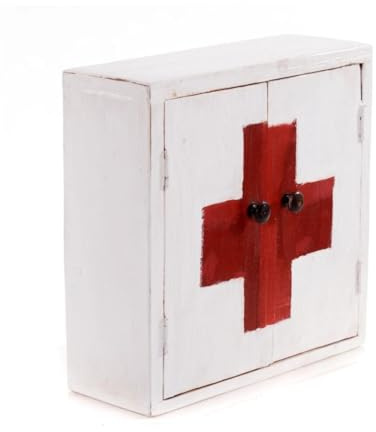 MEDIZINSCHRANK Medic 35 | 35x35x13cm (HxBxT), Mahagoni | Wandschrank im Shabby Chick Design, Arzneischrank, Erste Hilfe Schrank aus Holz | Farbe: 06 weiß-Landhaus