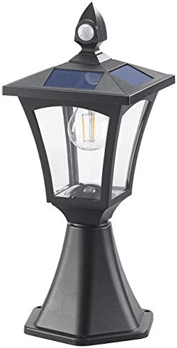 Royal Gardineer Gartenlampe: Solar-LED-Stand- & Wandlaterne, PIR-Sensor, Dämmerungssensor, 300 lm (Solarlaterne mit Dämmerungssensor, Sockel-Laterne, Panel)