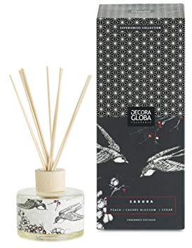 DECORAGLOBA - Ambientador Mikado, Difusor de Perfume - Fragancia Sakura - Aroma a cerezos en Flor - Colección Japón Experience (250ml)