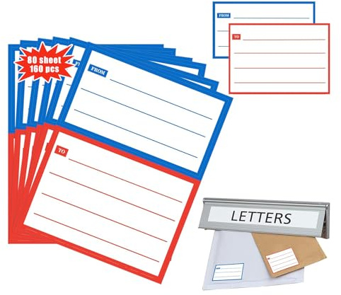 Christmas to from Return Address Mailing Labels 160pcs Blank Mail Shipping Permanent Adhesive Postage Guaranteed Stickers 4.5x3.5 Inch Handwriting to/from Gift Tags for School,Home&Office,Red Blue