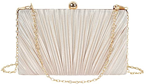 MEGAUK Damen Satin Clutch Seide Abendtasche Unterarmtasche Crossbody Bag mit Kette für Hochzeit Wedding Prom Party