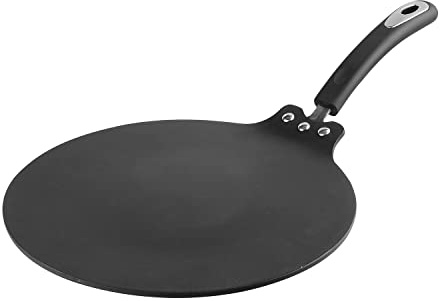 Vinod Hanos Hard Anodised Non-Stick Tawa 32.5 cm | 5.25mm Thick | 5X Longer Non-Stick Life | Soft-Touch Handle | PFOA-Free | Metal Spoon, Induction Friendly - 2 Year Warranty