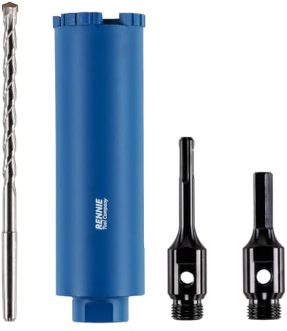 52mm x 150mm Long Diamond Core Drill Bit Set With Hex + SDS Adapter | For Concrete Masonry Brick Block Stone Granite. Includes SDS Adapter, Hex Shank Adapter & Centre Drill Bit / Pilot Drill Bit