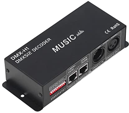 DMX-Decoder, DMX 512 LED-Decoder-Controller, 4-Kanal-Treiber RGBW-LED-Streifenlicht DC12V-24V mit Englischem Benutzerhandbuch, Studio-Aufnahmegerät(8A pro Kanal)