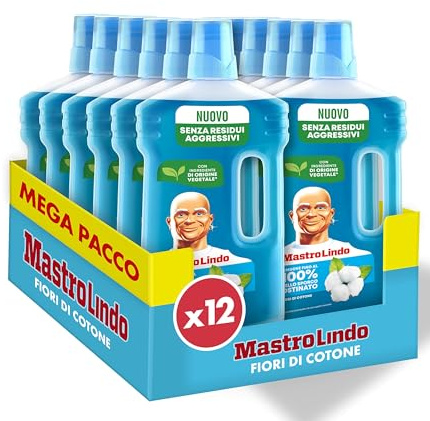 Mastro Lindo Liquido Detergente Per Pavimenti Multiuso Al Profumo Fiori di Cotone 0.93 ML. Rimuove Fino Al 100% Di Sporco E Grasso