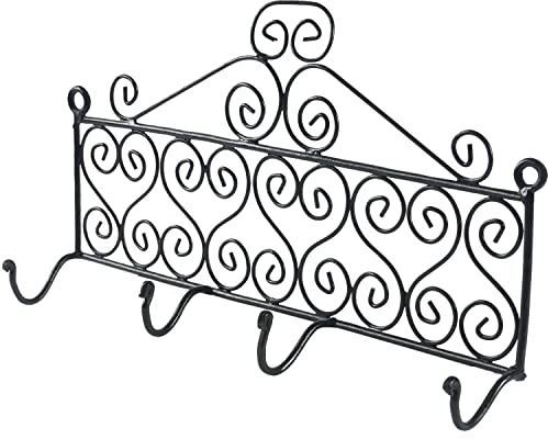 Marokkanischer Kleiderhaken Muntada -1- | handgefertigte Garderobe aus Schmiedeeisen | orientalischer Wandhaken 40x25cm | Kleider- & Taschenhaken im Marrakesch Design Schwarz