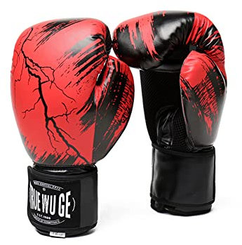 Boxhandschuhe, Trainingshandschuhe für Männer und Frauen und Kinder, professionelle Leder-Kampfhandschuhe für Erwachsene, Handgelenkschutz, rot, 170 g, Rot