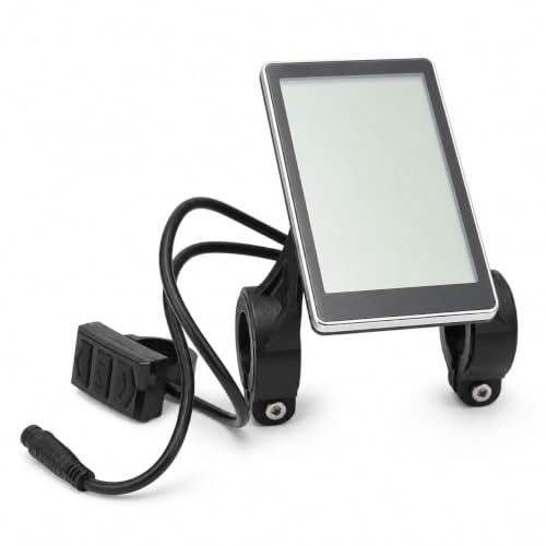 Electric Bike LCD Display, 6 Pin M5 31.8mm and 22.2mm Installation Diameter LCD Display, 24V 36V 48V 60V Multifunctional Bike Computer with Waterproof Connector for Electric Bike Scooter