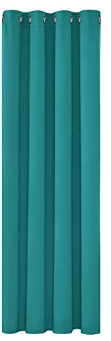 Deconovo Verdunkelungsvorhang Hitzeschutz Thermovorhang mit Ösen Türkis | 1 Stück, H175 x B140 cm, Ösenschal Vorhang, abdunkelnd, mit Sichtschutz, für Wohnzimmer und Schlafzimmer, Blackout Curtain