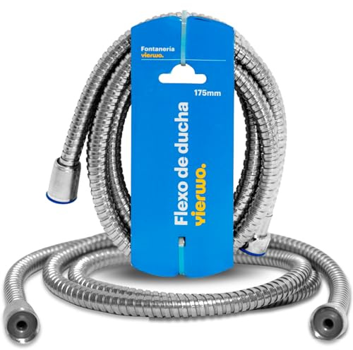 Flexible de douche en acier inoxydable avec joints en laiton et filetage femelle 1/2, extensible de 1,70 à 2 mètres, flexible de douche enroulable qui maintient la pression de l'eau