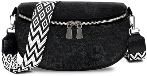 TANTOMI Umhängetasche Damen Bauchtasche Damen Leder, Crossbody Bag Damen Breiter Gurt, Damen-Umhängetaschen Bauchtasche Damen Stylisch, Gürteltasche Damen Elegante
