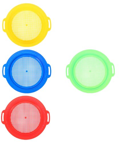 ULTECHNOVO 4pcs Garden Sieve Plastic Soil Sifter Mesh Screen Sieve Sifting Pan Riddle with Handles Soil Filter for Small Gravel Soil Sand （8.84 in）