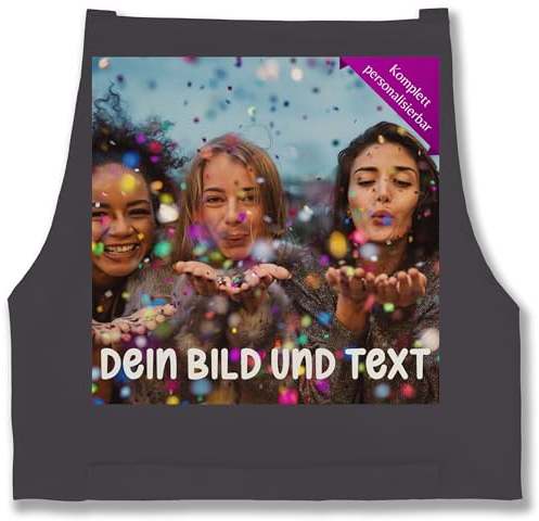 Schürze - Foto Text Erwachsene - Fotogeschenk I Geschenk Bild personalisiert I Geschenk mit Bild I Custom Photo - 85x69 - Anthrazit - muttertagsgeschenk personalisierte kochschürze selbst drucken