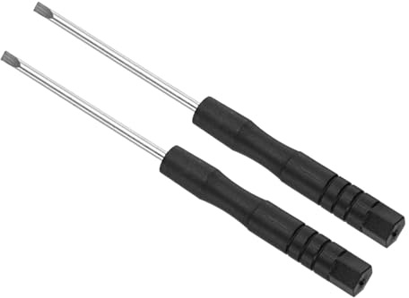 CoCud Mini Slotted Screwdriver, 2.0mm Size 82mm Length, Carbon Steel Small Flat Head Screwdrivers with Anti-Slip Handle - (Applications: for Glasses, Watch or Laptop), 2-Pieces