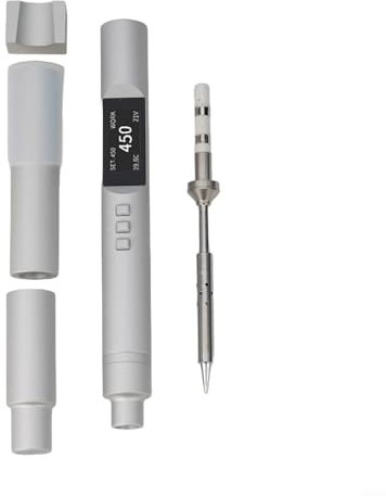 USB C Soldering Iron, PTS200 T13 65W PD3.0 Intelligent Soldering Iron,CNC Metal Shell Open Source Programming,Compatible with T12 TS101 for PINE64(Silver)