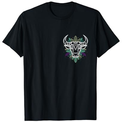 Oktoberfest Stier Kostüm für Buan mit Laub Fineline Tattoo T-Shirt