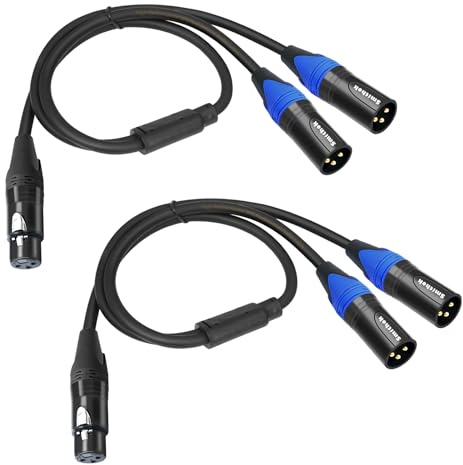 Smithok 2pack XLR Y Splitter Cable,Female to Dual Male Y Cable (XLR Splitter 1 Female to 2 Male),Balanced Microphone Splitter Cord Audio Adaptor - 1.6ft /0.5m