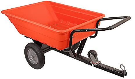 wuuhoo® Kippanhänger Kalle für den Rasentraktor, Anhänger bis 300 KG, Rasenmäheranhänger, kippbarere Hänger für den Garten, optional mit Anhängerkupplung Ohne Anhängerkupplung (orange)