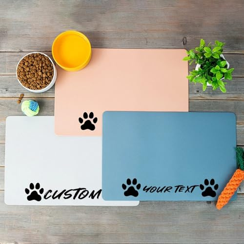 Personalisierbares Haustiernapf-Tischset, personalisierter Namen, Haustierfuttermatte, wasserdichte Matte zum Reinigen und Füttern, mehrere Farben
