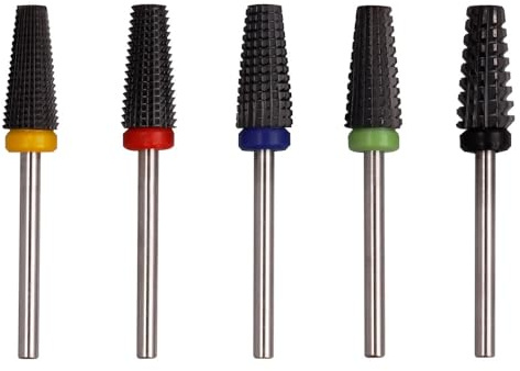 Bestgle 5 Piezas Cerámica Uñas Taladro Conjunto, 3/32 Vástago Uñas Archivo Taladro para Quitar Gel, Acrílico, Cutícula, Diamante, (F M C XF XC Grits)