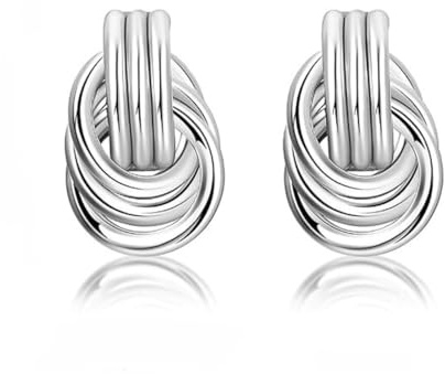 Meteorstarry 925 Silber/Gold Ohrstecker Damen – Trendige Knoten Ohrringe Verdreht Design, Leicht Baumeln Tropfen Piercing Stecker, Hypoallergen Modeschmuck Geschenk für Frauen/Mädchen