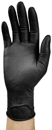 100PCS Work Nitrile Gloves,Nitrile Disposable Gloves,Diamond Grip Mechanic Gloves for Men,10mil Heavy Duty Gloves,Latex&Powder Free Exam Disposable Gloves for Garden Car Work Industrial (Black, L)