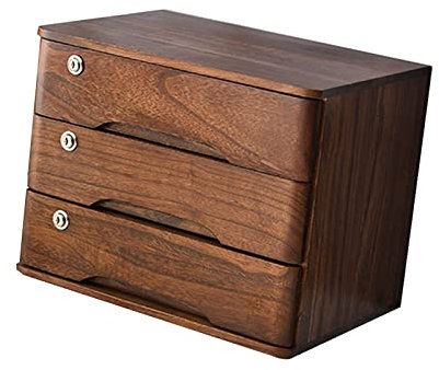 Aktenschrank aus Massivholz, mit abschließbaren Schubladen, Büro-Aufbewahrungsbox für den Schreibtisch, 3 Schubladen, Holzschrank, ideal für Bürobedarf und Dokumente